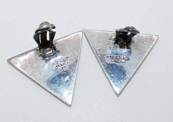 Vintage Sterling Silver Taxco Triangular Earrings - image 7