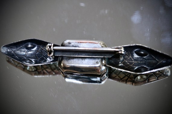 Vintage Snake Silver Brooch/Pin & Earrings - image 7