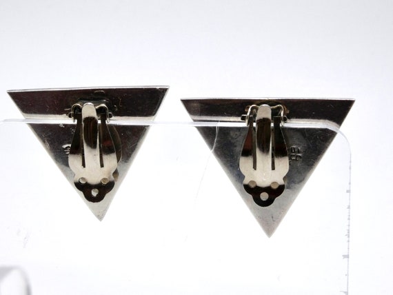 Vintage Sterling Silver Taxco Triangular Earrings - image 10