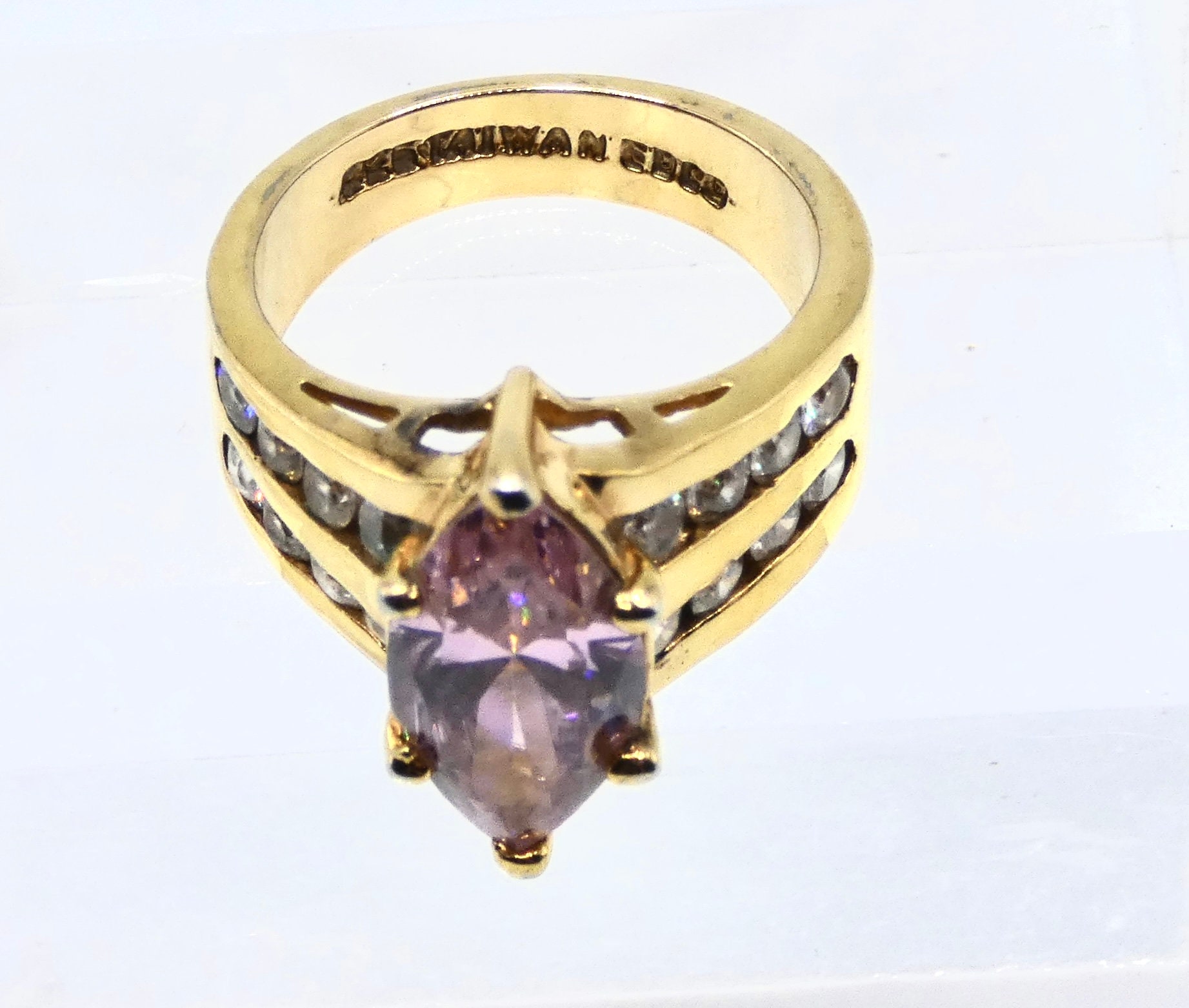 Vintage Goldplate Over Sterling Silver Pink CZ Gemstone EDCO Ring - Etsy