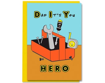 DIY Hero Dad Tools Card, Father's Day Card, Birthday Card, Dad Can Fix It, A6 Card