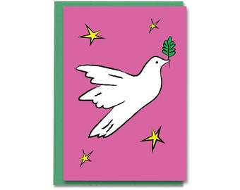 Peace Dove Christmas Card, Thanksgiving Card, Hanukkah Card, Festive 2024 New Year, Holidays Card Pack