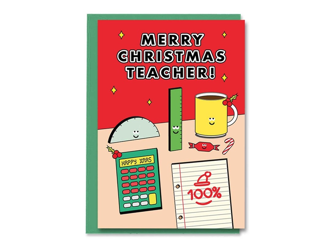 Teacher Christmas Card Merry Christmas Teacher Stationery - Etsy