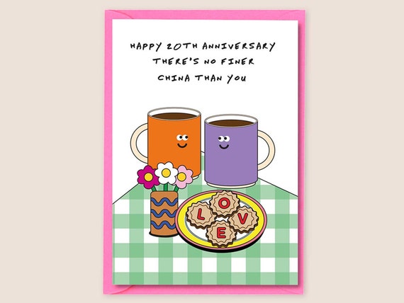 20th Anniversary Card China Wedding Anniversary Card Funny - Etsy 20th Anniversary Card China Wedding Anniversary Card Funny - Etsy