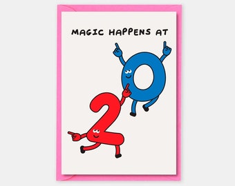 20th Birthday Card, Magic Happens at 20 Years Old Cute Funny Turning Twenty Birthday Card For Him, Her, Daughter, Son, Friend, Niece, Nephew