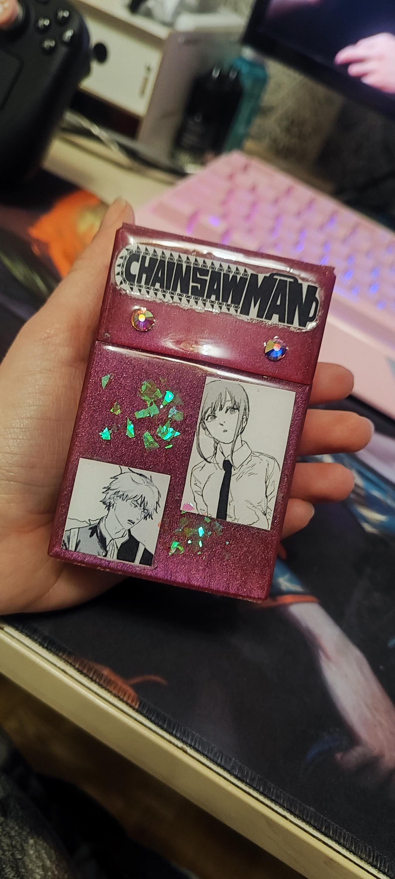 kawaii cigarette case Pre-order! Anime Style Cigarette Case, Smoker's Gift, Kawaii Aesthetics,  Glitter Cigarette Case, Gift Idea, Mouthpiece