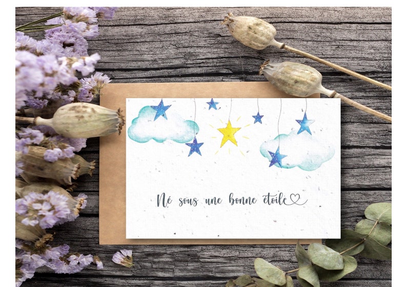 original postcard ecological map seeded card CART A PLANTER Born under a good star thick paper
