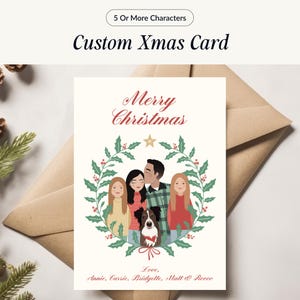 Custom Holiday Card 5+ Characters Christmas Drawing From Photo Family Card Digital Illustration Family Portrait Custom Christmas Gifts