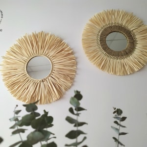 Round mirror/ Round mirror wall decor/ Boho Mirror/ Decorative mirror/ Home decor gift/ Wicker wall art