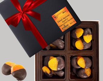 Gift Box of Belgian Dark Chocolate Dipped Dried Apricots