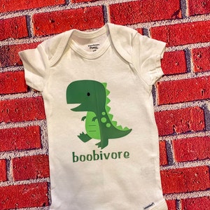 Boobivore Dinosaur Baby Bodysuit Funny Onesie Baby Shower Gift image 1