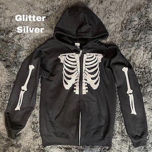 Glitter skeleton hoodie clearance