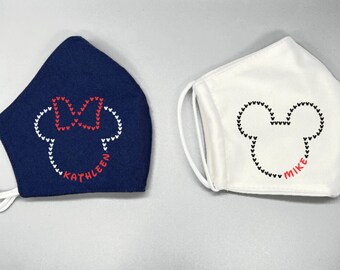 Custom Mickey or Minnie Mouse Face Mask | Customize Your Name on  Facemask | Breathable Washable Personalize Reusable Adult or Kids Mask