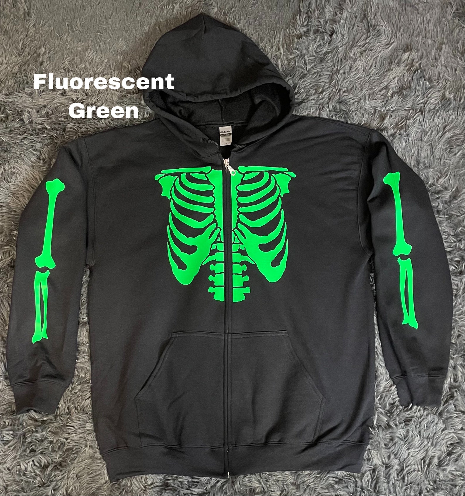 Custom Skeleton Zip Up Hoodie Etsy