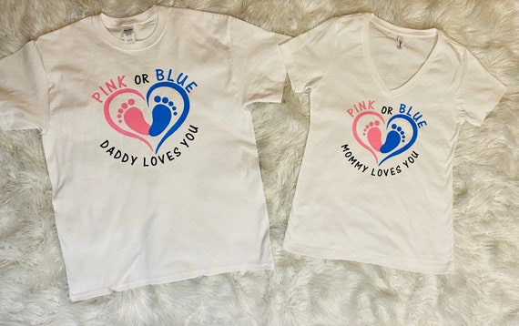 Family Gender Reveal Shirts Pink or Blue Mommy Daddy | Etsy