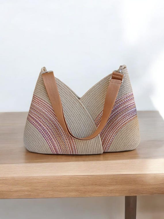 Straw bag, handmade tote, jute shoulder bag, boho purse, summer handbag, crossbody strap, magnetic snap bag, large daily bag