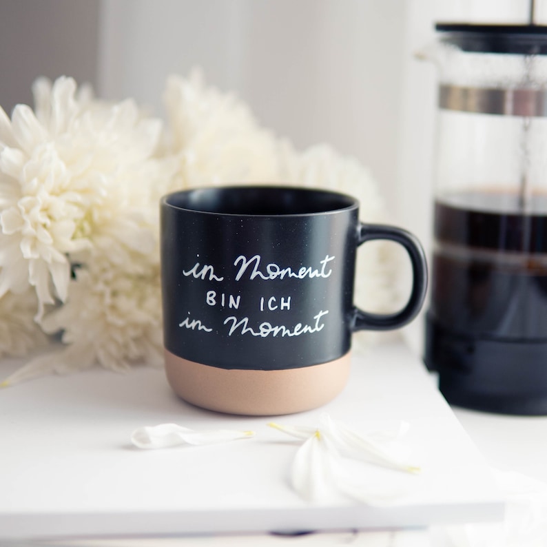 Tasse en céramique personnalisée avec inscription texte souhaité tasse à café individuelle tasse à thé cadeau fête des mères anniversaire Schwarz