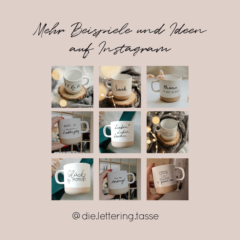 Keramik Tasse personalisiert mit Lettering Wunschtext individuell Kaffeetasse Teetasse Muttertag Geschenk Geburtstag Bild 9