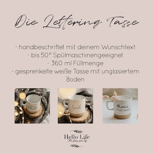 Keramik Tasse personalisiert mit Lettering Wunschtext individuell Kaffeetasse Teetasse Muttertag Geschenk Geburtstag Bild 7