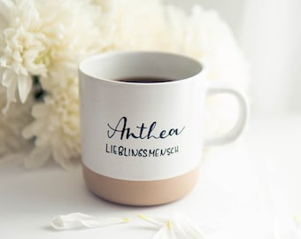 Keramik Tasse personalisiert mit Lettering Wunschtext individuell Kaffeetasse Teetasse Muttertag Geschenk Geburtstag