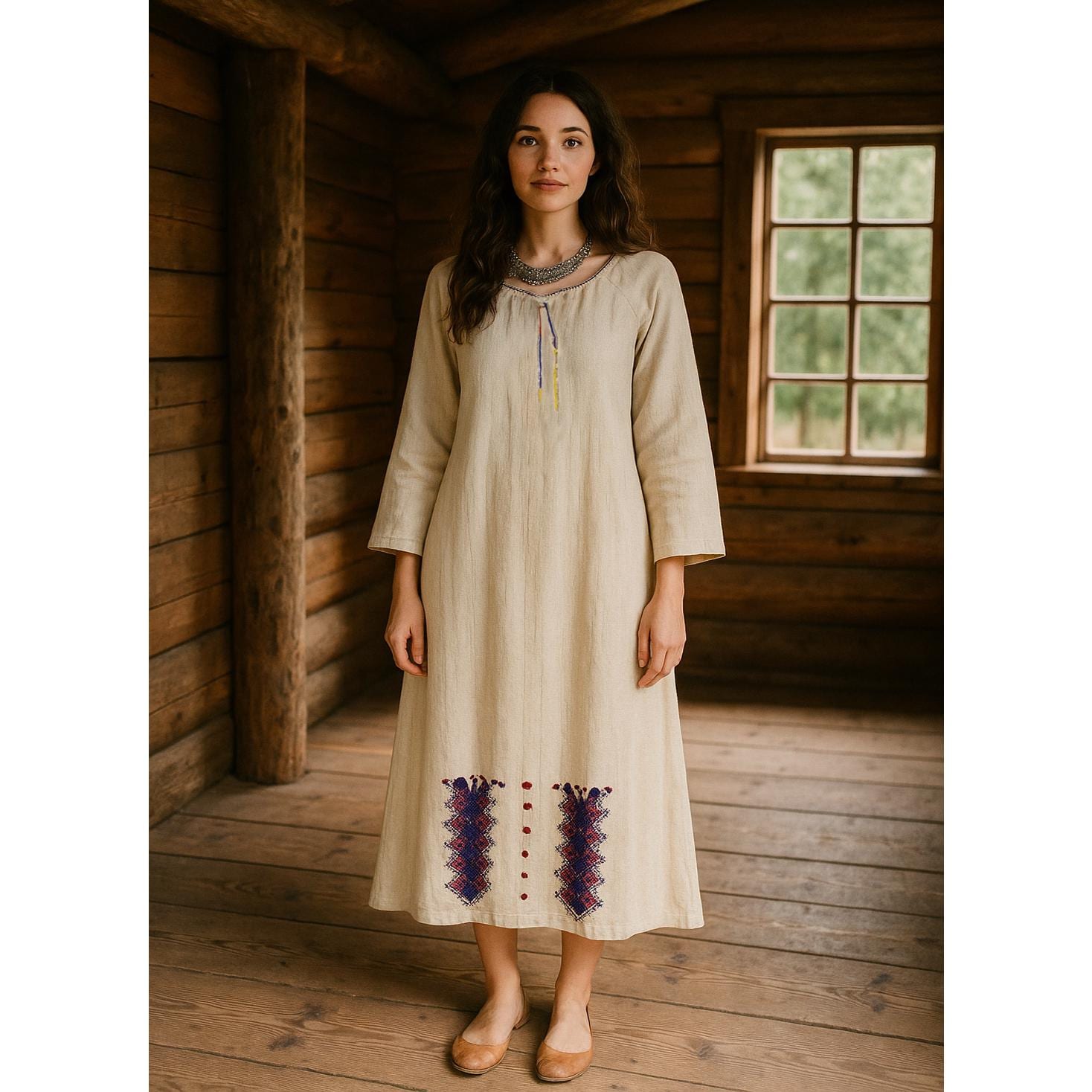 Ottoman Embroidery Nightgown, Turkish Handwoven Cloth, Men and Women Nightdress, Traditional Folk Night Dress Shirt, Embroidery Folk Dress