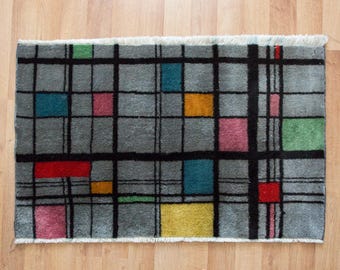 Tappeto Oushak vintage: tappeto turco fatto a mano in lana (2,2 x 3,6 piedi)