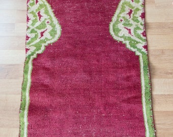 Tappeto Oushak vintage: tappeto turco in lana tessuto a mano 2x4
