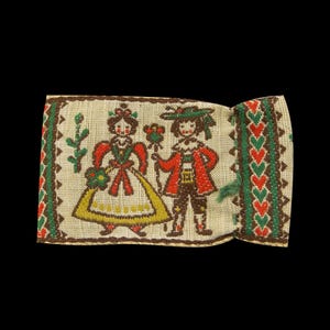 Vintage 1960s Makedonische Handgewebte Tasche | Folk Art Geldbörse | Ethnische Geldbörse mit Kordelzug / 8 x 14 cm