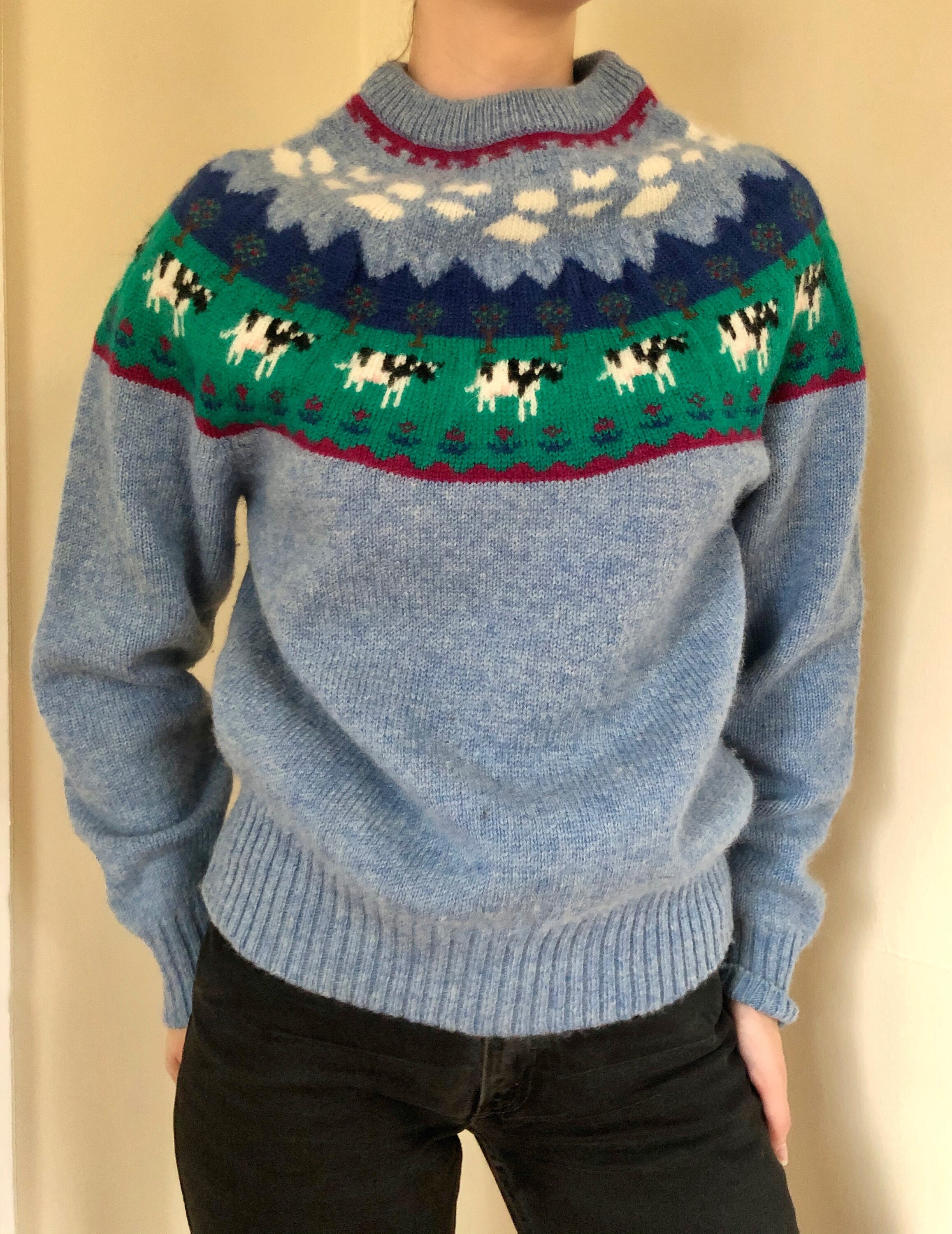 cow landscape sweater