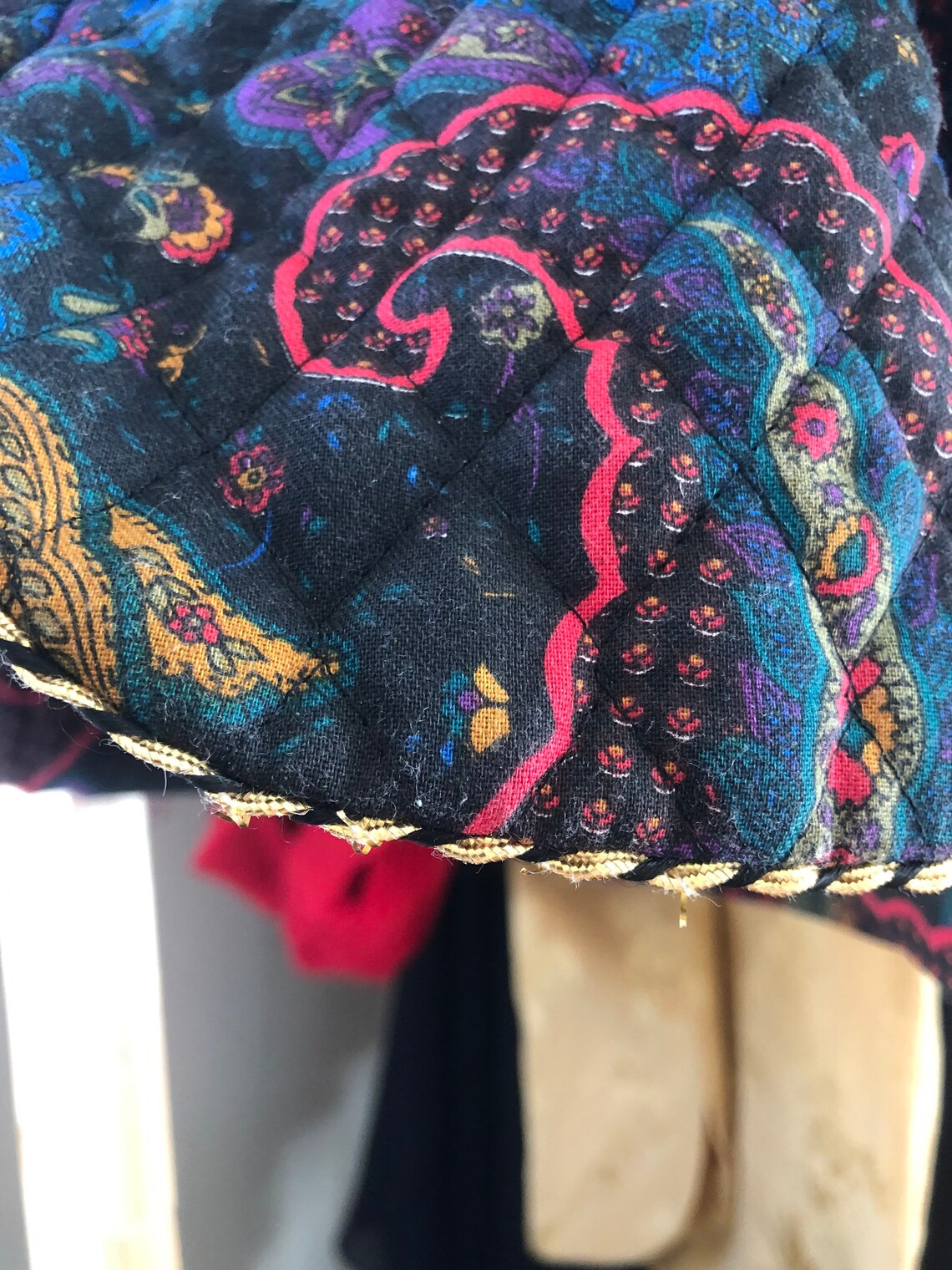 Vintage Paisley Puff Sleeve Quilted Jacket With Gold Buttons Etsy