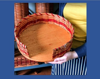 Amish Woven Plate Basket, Buffet Party Serving Tray, Handmade in Ohio
