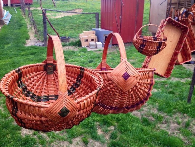 Grand panier doeuf, panier tissé amish avec la poignée, panier de Pâques, fait main dans le pays