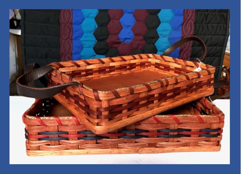 Serving Tray Basket Amish Woven Basket With Handles Handmade Etsy