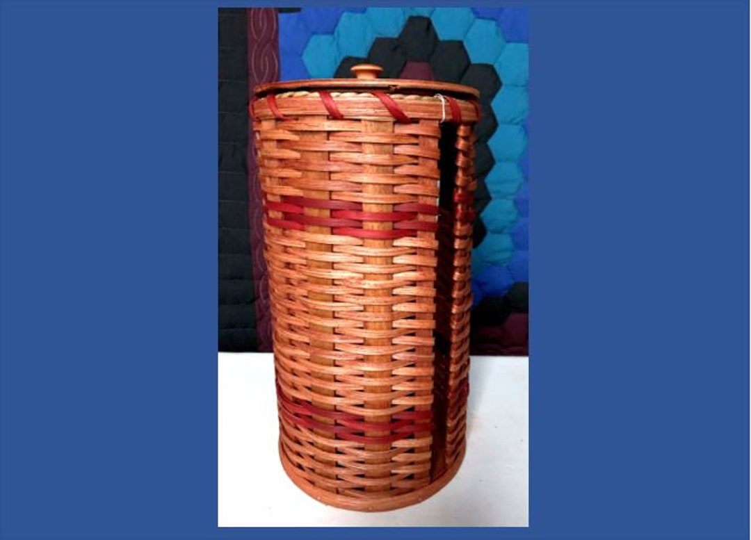 Paper Towel Basket With Lid, Amish Woven Basket, Handmade in Ohio's
