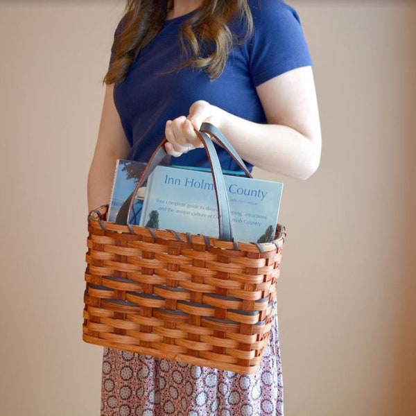 Shelley Basket, Amish Woven Basket with Handles, Handmade in Ohio's Amish Country