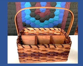 Amish Woven Utensil Basket with Handle, Handmade in Ohio