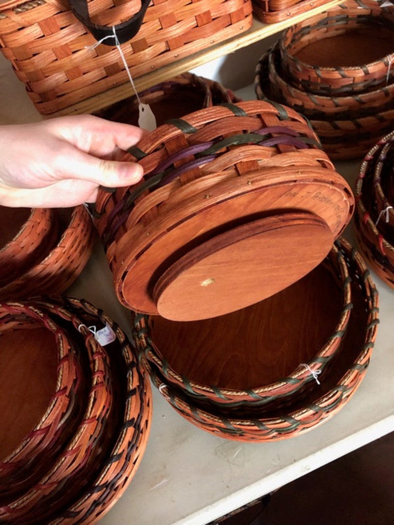 Lazy Susan Spinning Basket, Amish Woven Basket, Handmade in Ohio's