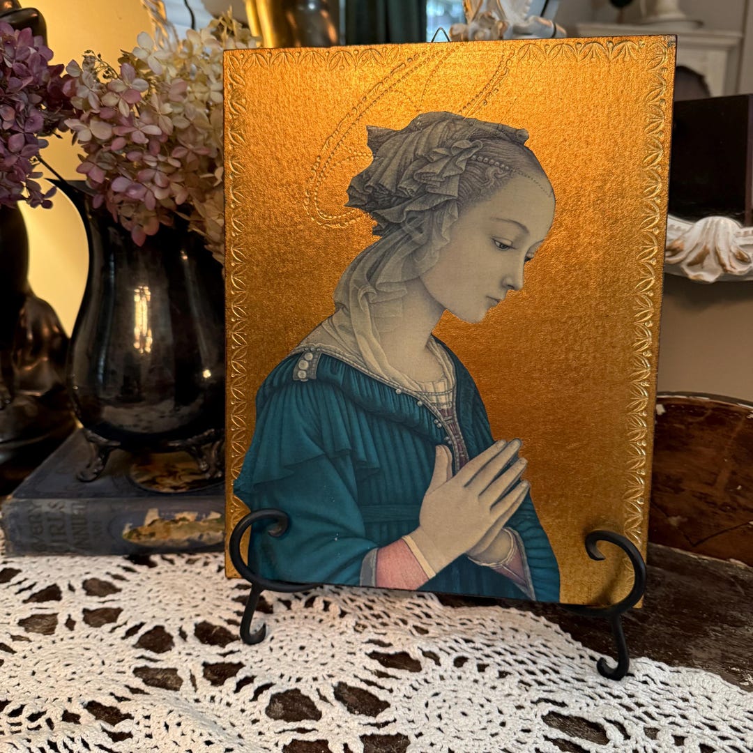 Vintage Gilded Florentine Madonna Plaque: Renaissance Gold Leaf Virgin ...