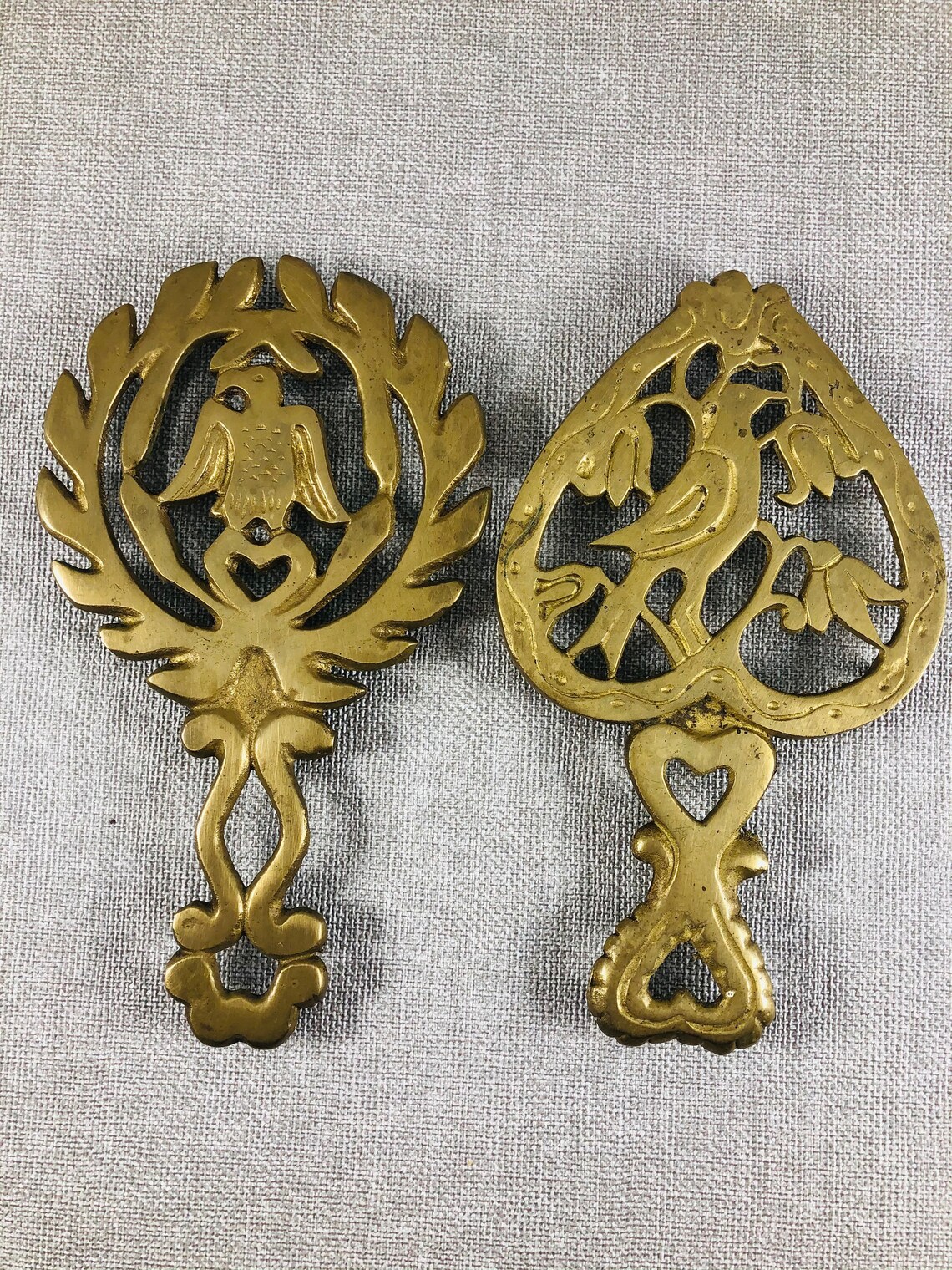 Vintage brass trivetsset of 4made in Japan7 inches long Etsy