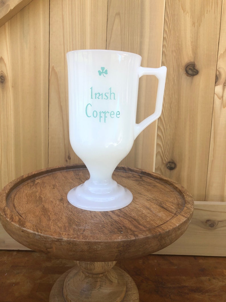 Irish Coffee Milk Glass Footed Mug With Handle Etsy