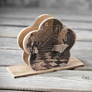 Porta tovaglioli vintage in legno da cameriere 16x4,5 x 11 cm porta tovaglioli fatto a mano