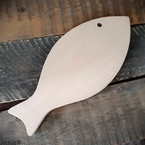 Vintage Holzbrettchen 36,5x16x1,5 cm Natur Frühstücksbrett Brett Fischform Fisch