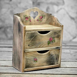 Vintage Dekokästchen 2 Schubladen 20,5x10,5x27cm