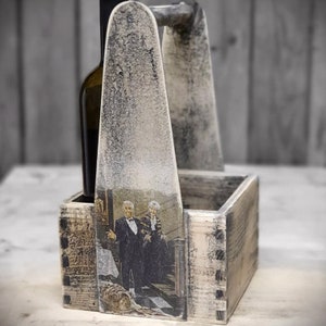 Vintage Bottle Rack for 4 Wine Bottles Wood Glass Stand Bottle Holder