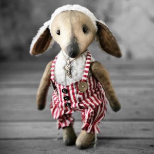 Vintage Artist Sheep Boy 33 cm Fabric Sheep Sheep Shabby Handmade