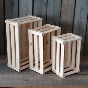 3 pcs vintage crate set wooden crate box wooden box fruit crates natural