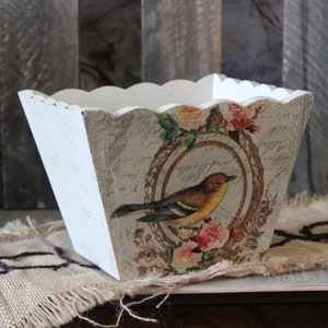 Vintage Holzblumentopf 17 x 17 x 12 cm