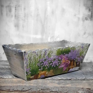 Vintage Blumentopf Holz Übertopf Deko Blumen Shabby Retro Blumentöpfe Landhausstil