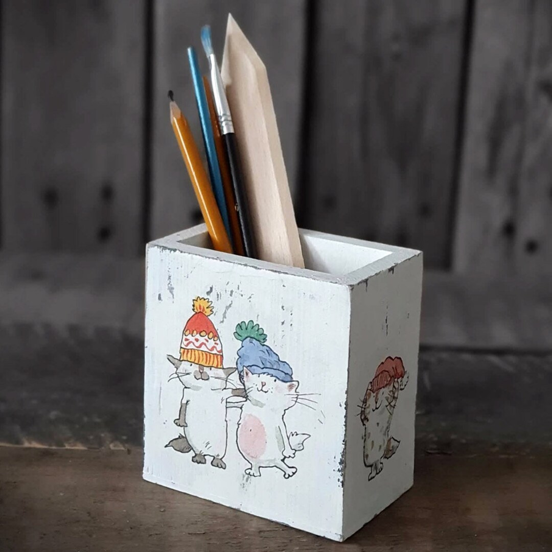 Vintage Pen Holder 10.5x10x6 Cm Desk Organizer Storage Box Etsy