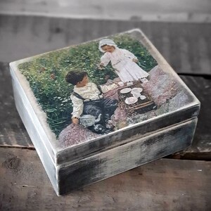 Vintage kistje/theedoos met 4 vakken